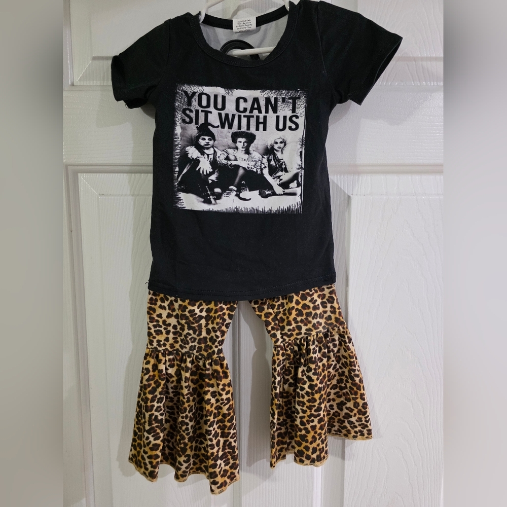 Kids Outfit With Sanderson Sisters And Leopard Print Pants